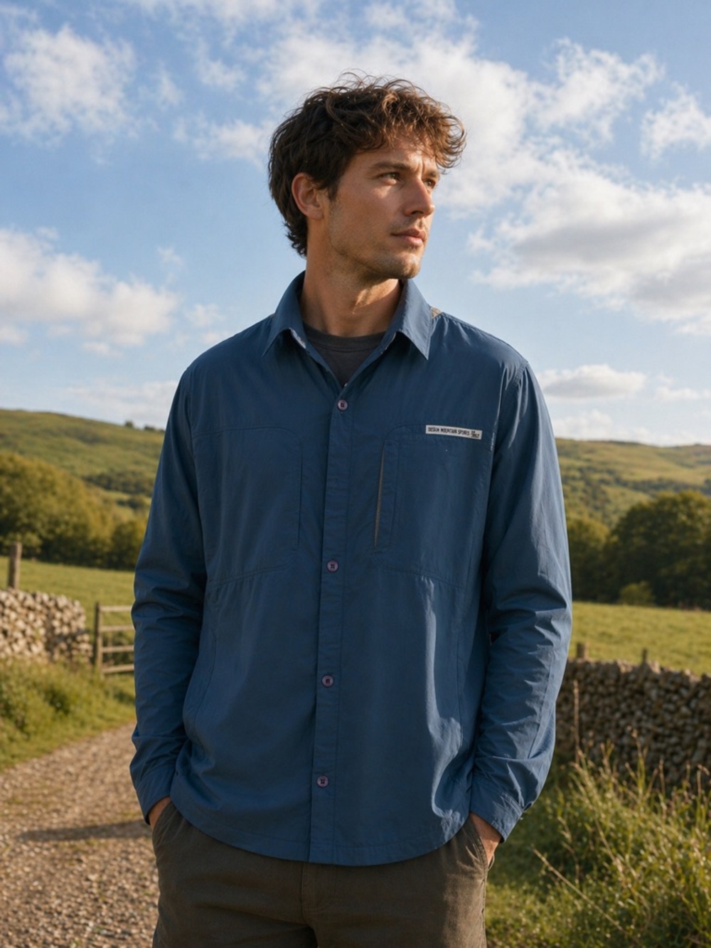 Eastern Mountain Sports Men's Slate Blue Lightweight Shirt Jacket